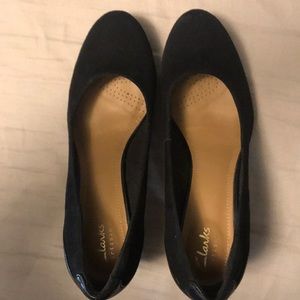New black leather and suede Clark’s artisan heels
